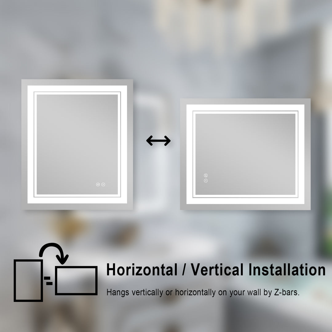 20 in. W x 28 in. H Rectangular Frameless Anti-Fog LED Light Dimmable Bathroom Vanity Mirror in Aluminum