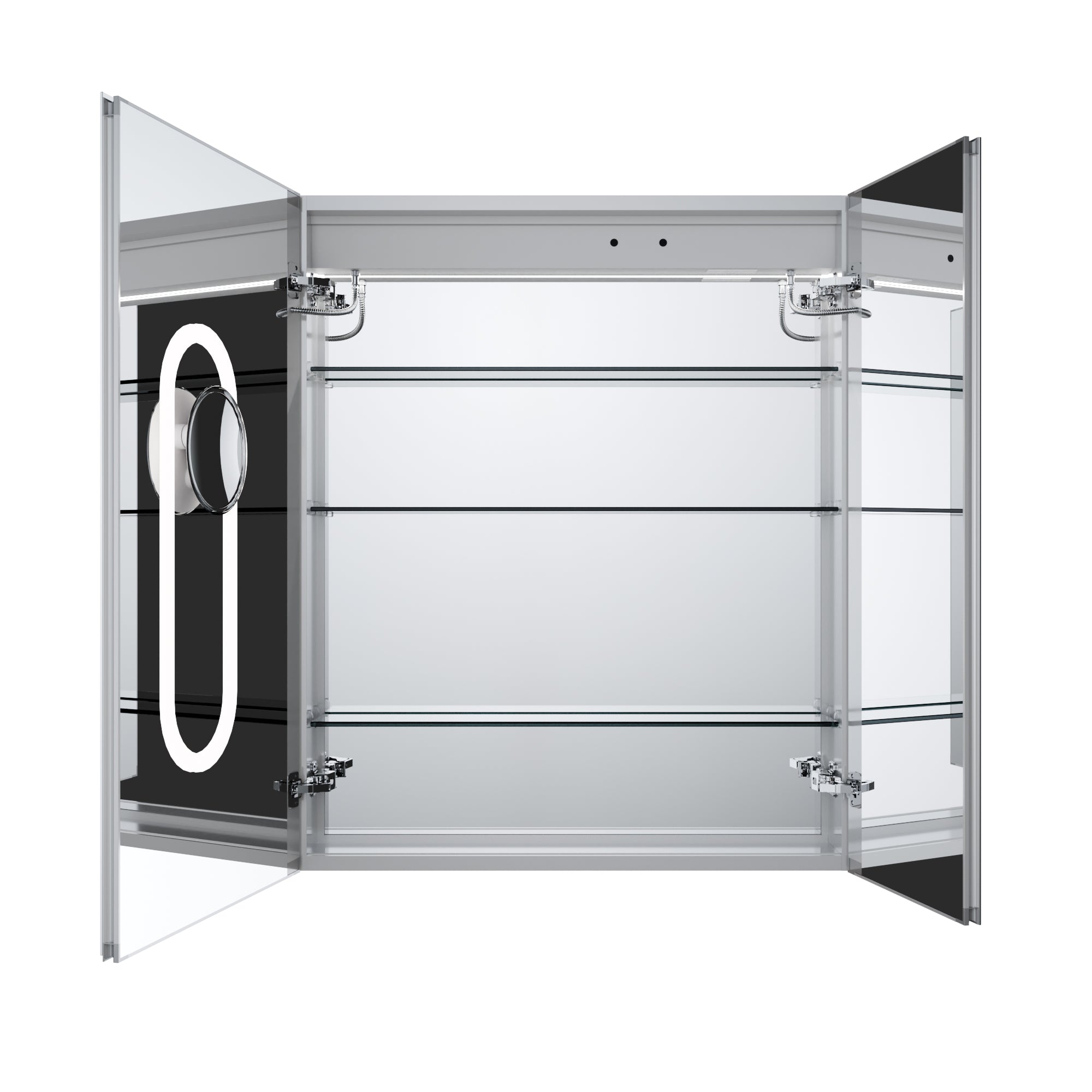 WELLFOR 30 in. x 36 in. Recessed/Surface Mount LED Medicine Cabinet with Magnifier Mirror