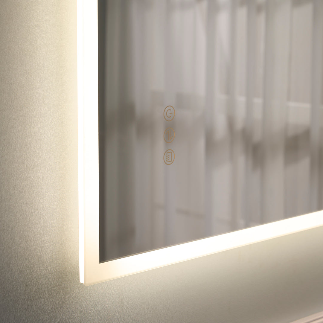 60 in. W x 28 in. H Rectangular Frameless Anti-Fog LED Light Dimmable Wall Mount Premium Bathroom Vanity Mirror