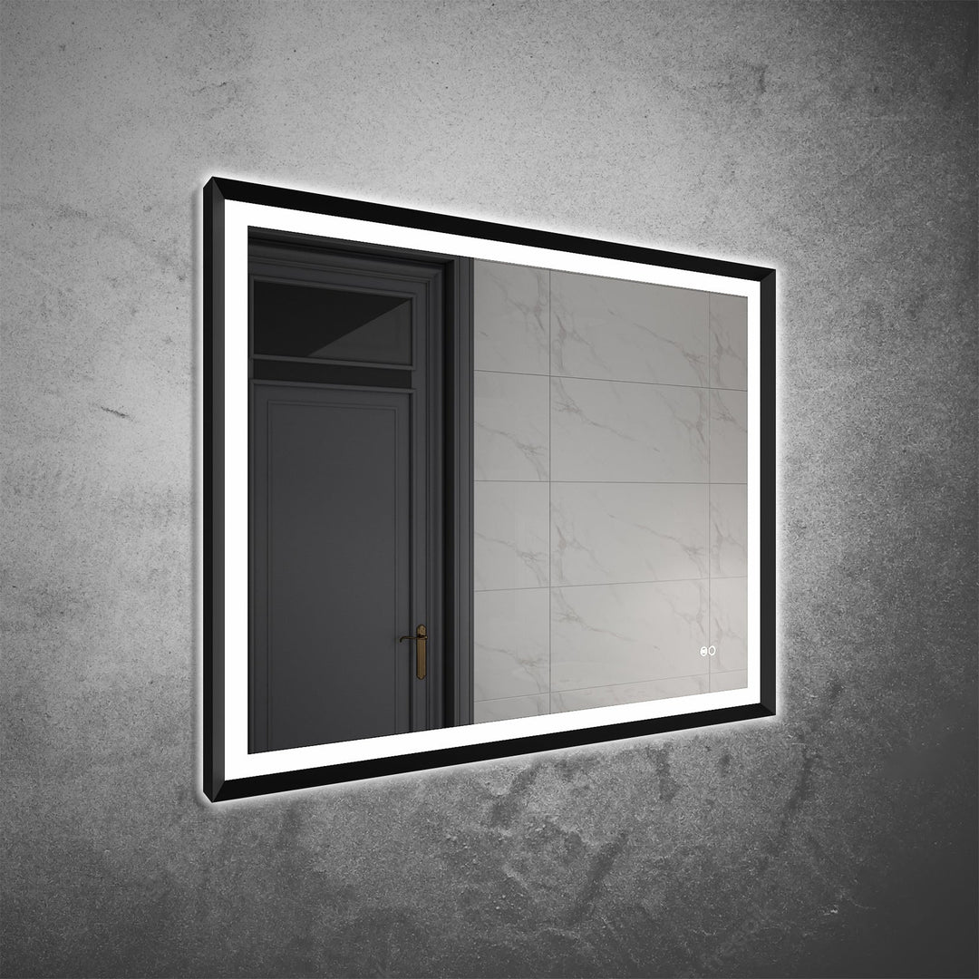 40 in. W x 32 in. H Aluminium Framed Front and Back LED Light Bathroom Vanity Mirror in Matte Black