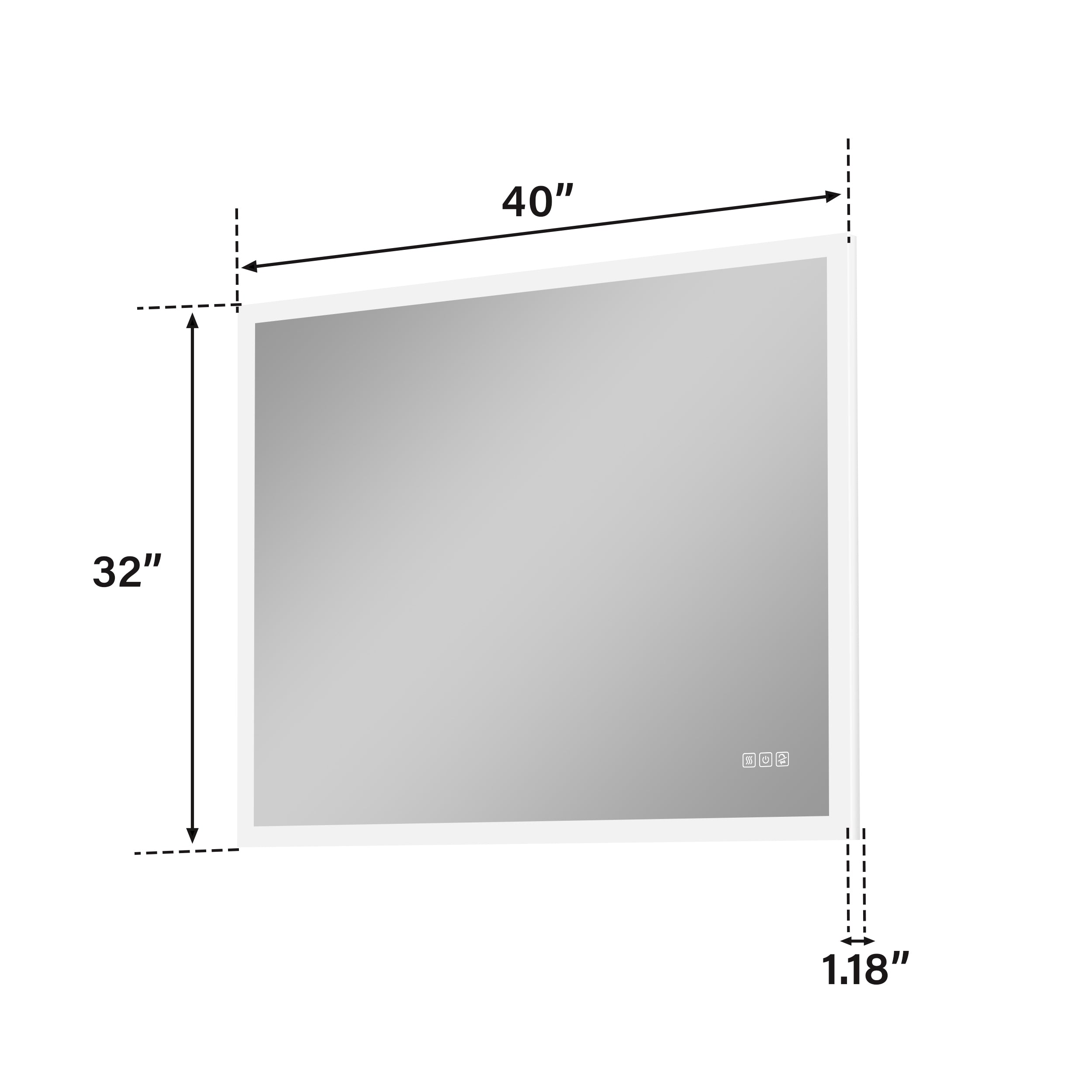 40 in. W x 32 in. H LED Light Mirror Rectangular Fog Free Frameless Bathroom Vanity Mirror