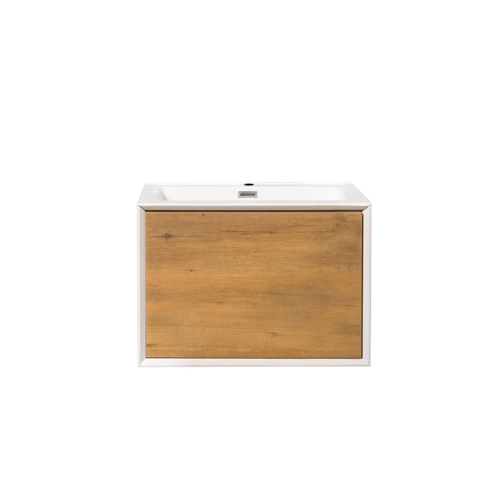 24" Vanity in White Oak with Solid Surface Vanity Top in White with White Basin