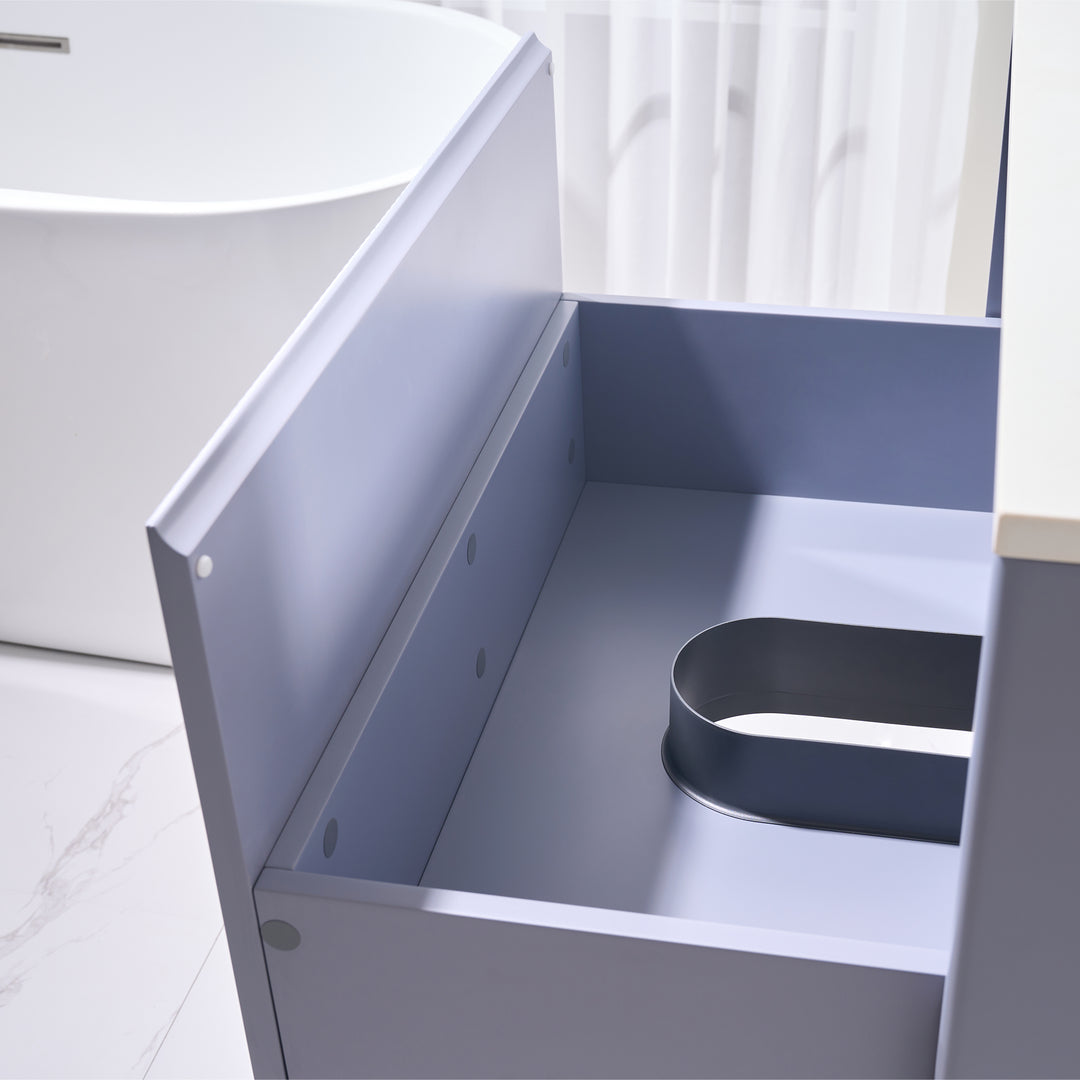 30 in. Modern Style Floating Bathroom Vanity in Lavender with White Carrara Quartz Vanity Top with White Sink