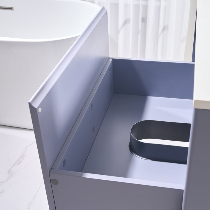 30 in. Modern Style Floating Bathroom Vanity in Lavender with White Carrara Quartz Vanity Top with White Sink