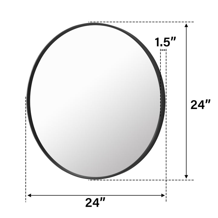 24 in. W x 24 in. H Black Modern Round Framed Aluminum Wall Mirror