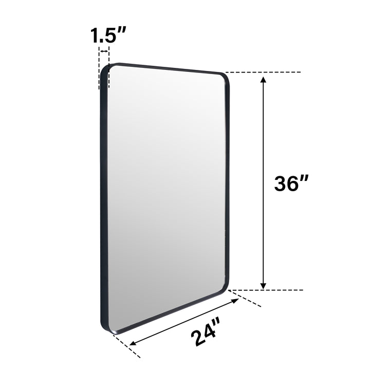 24-in W x 36-in H Black Rectangular Framed Bathroom Vanity Mirror