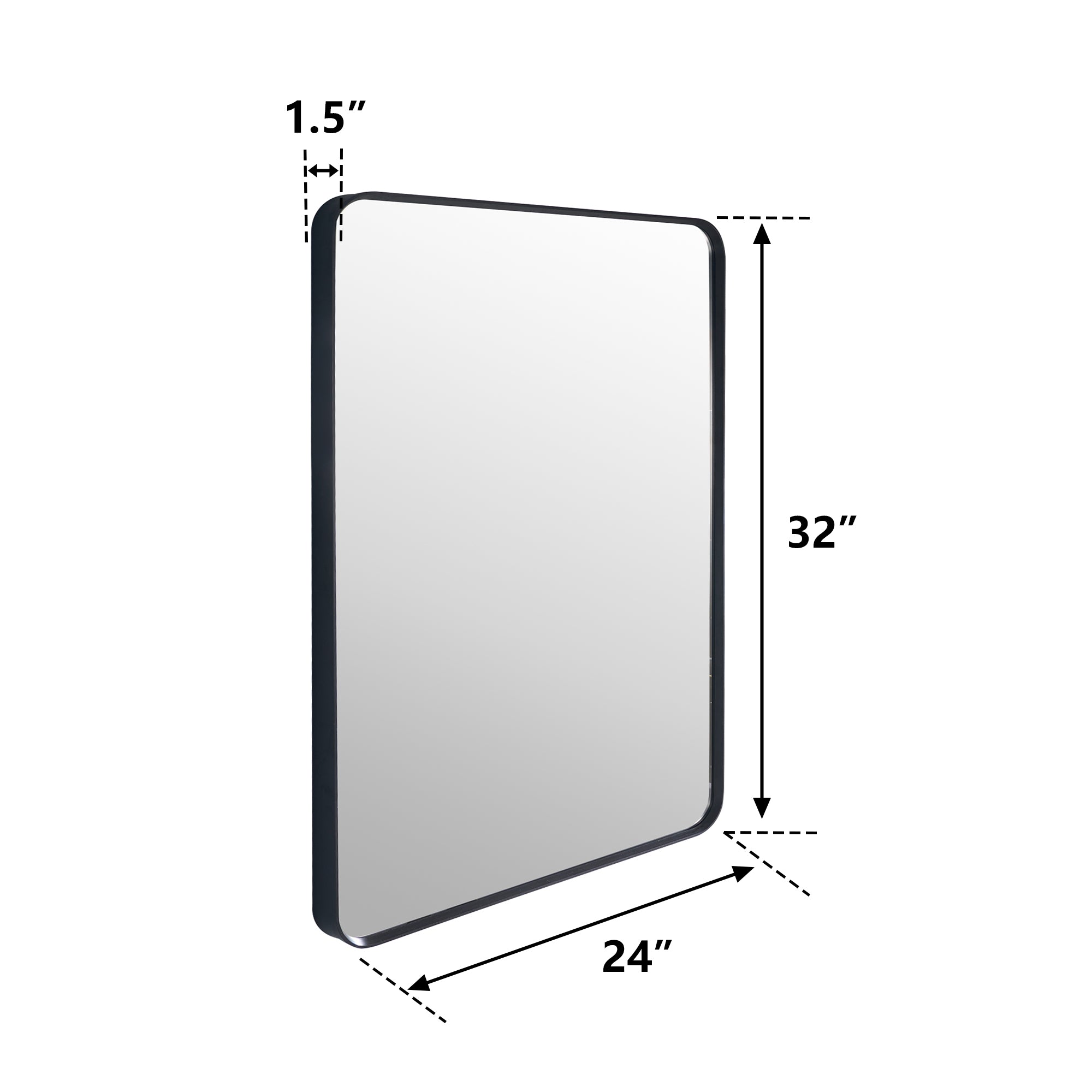 24-in W x 32-in H Black Rectangular Framed Bathroom Vanity Mirror