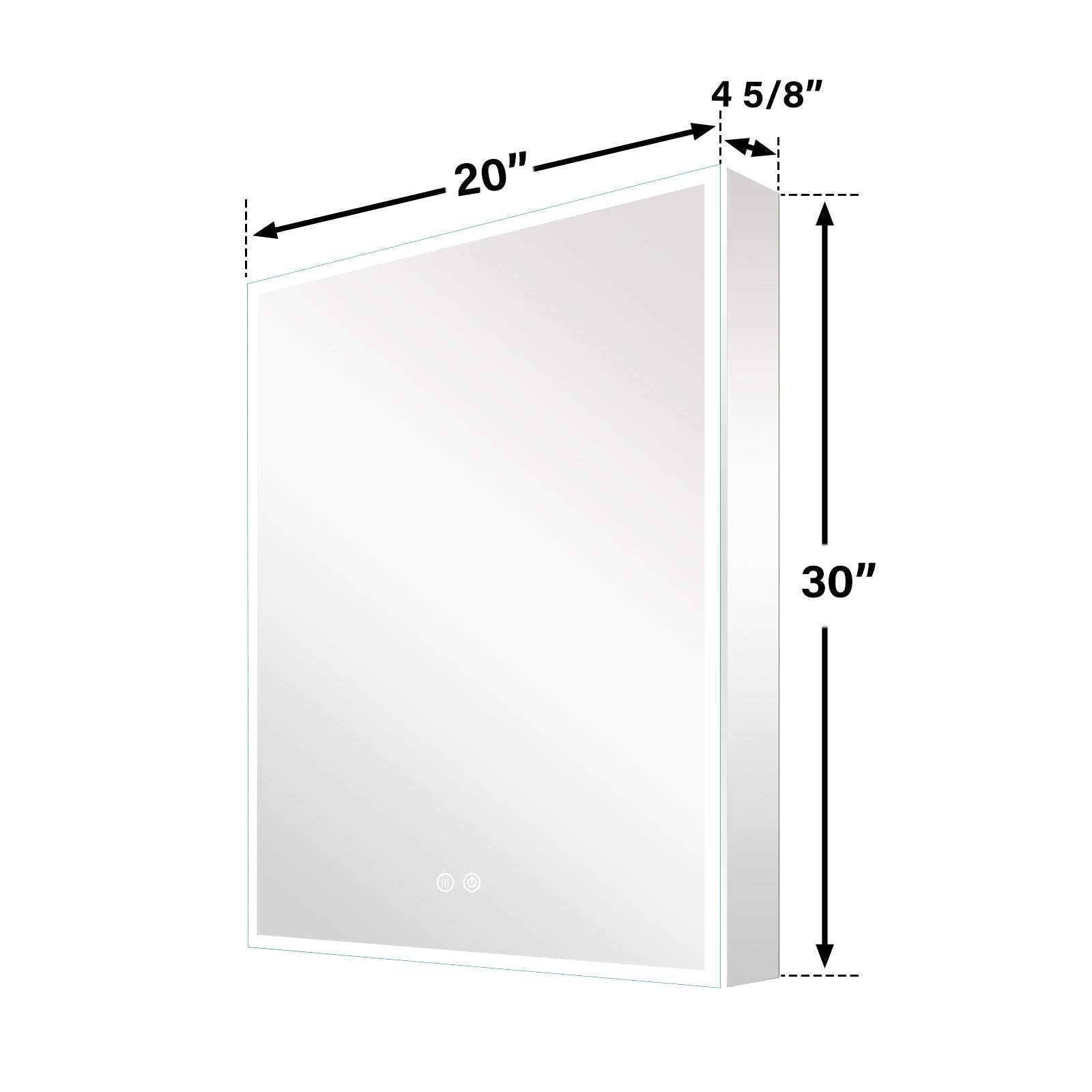 20 in. x 30 in. Rectangular Recessed/Surface Mount Right Medicine Cabinet with Mirror and LED Light