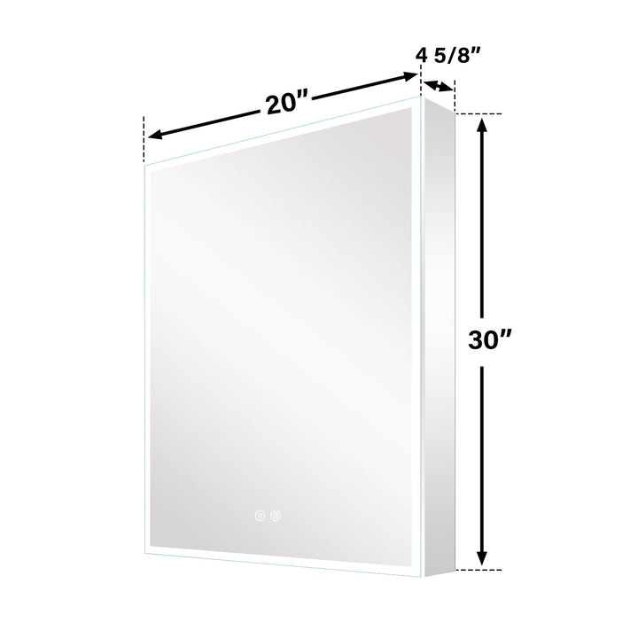 20 in. x 30 in. Rectangular Recessed/Surface Mount Right Medicine Cabinet with Mirror and LED Light