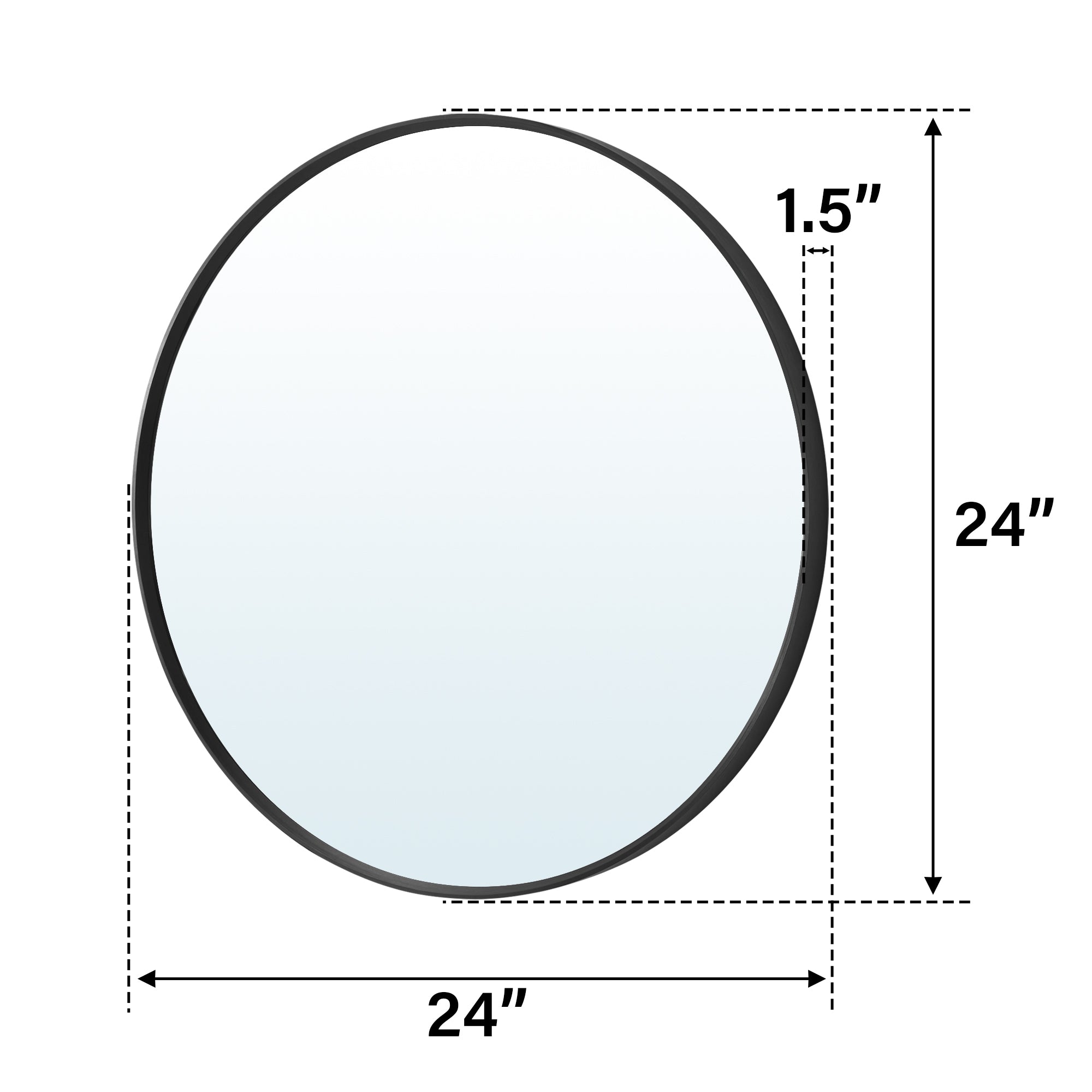 24 in. W x 24 in. H Black Modern Bathroom Mirror Round Framed Aluminum Wall Mirror