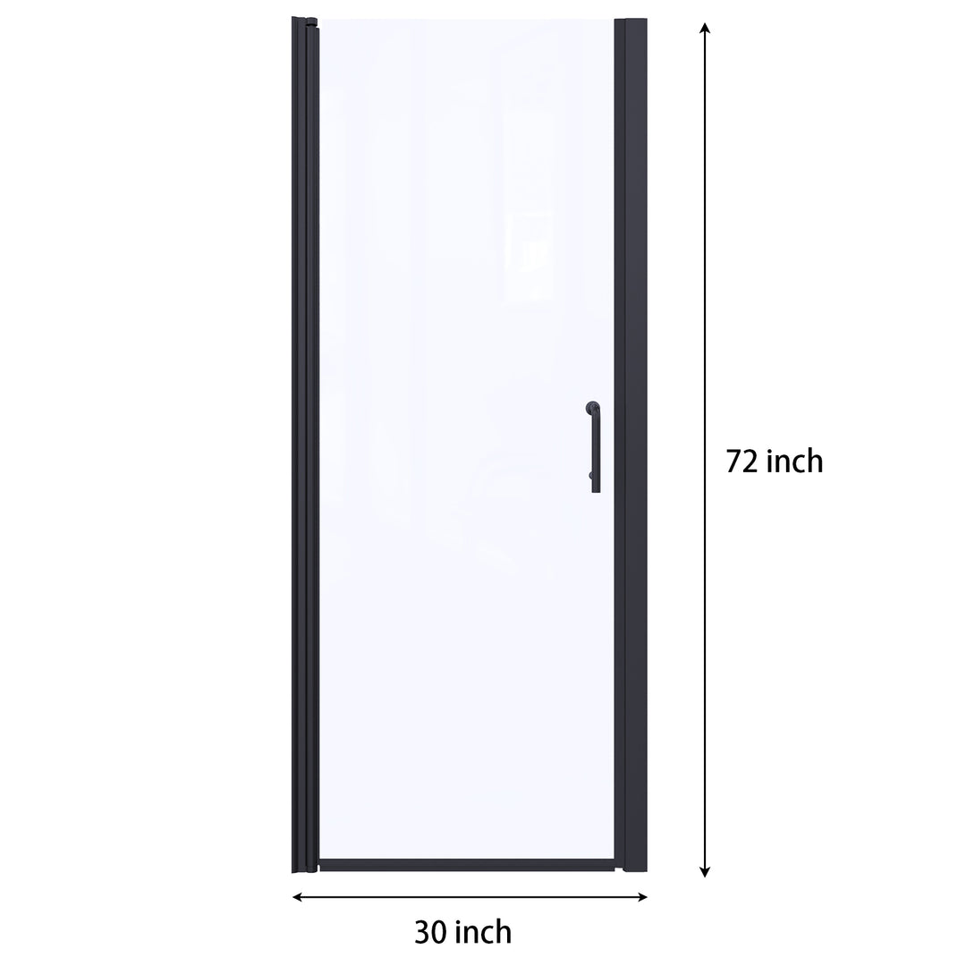 30" W x 72" H Pivot Shower Door Matte Black Frosted Glass Shower Door with Handle