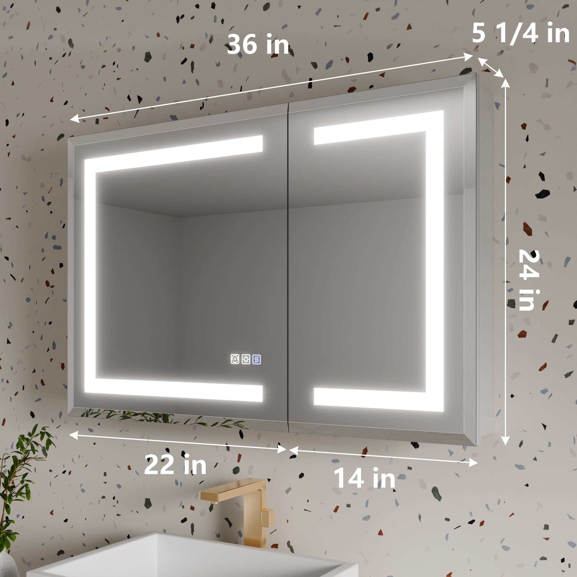 36 in. x 24 in. Aluminum Beveled Edge LED Medicine Cabinet, Recessed/Surface Mount