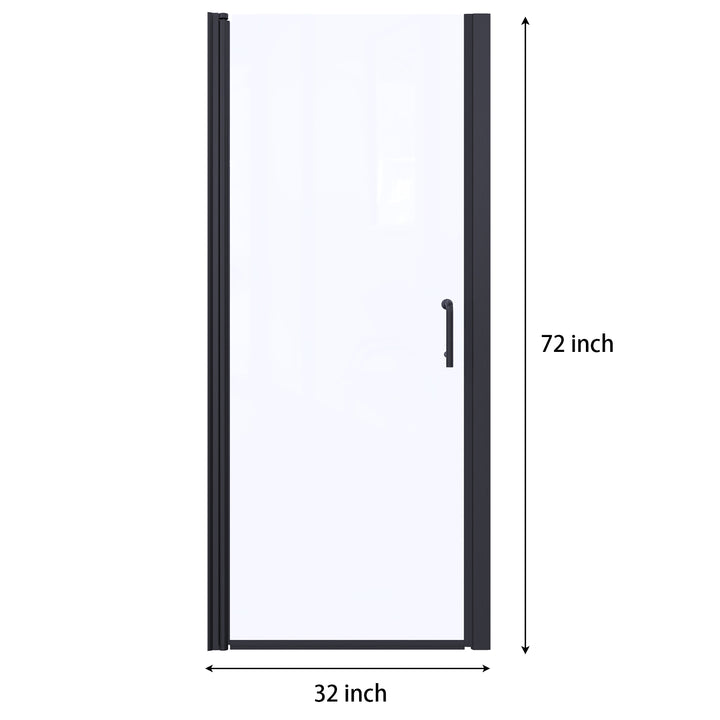 32" W x 72" H Pivot Shower Door Matte Black Frosted Glass Shower Door with Handle