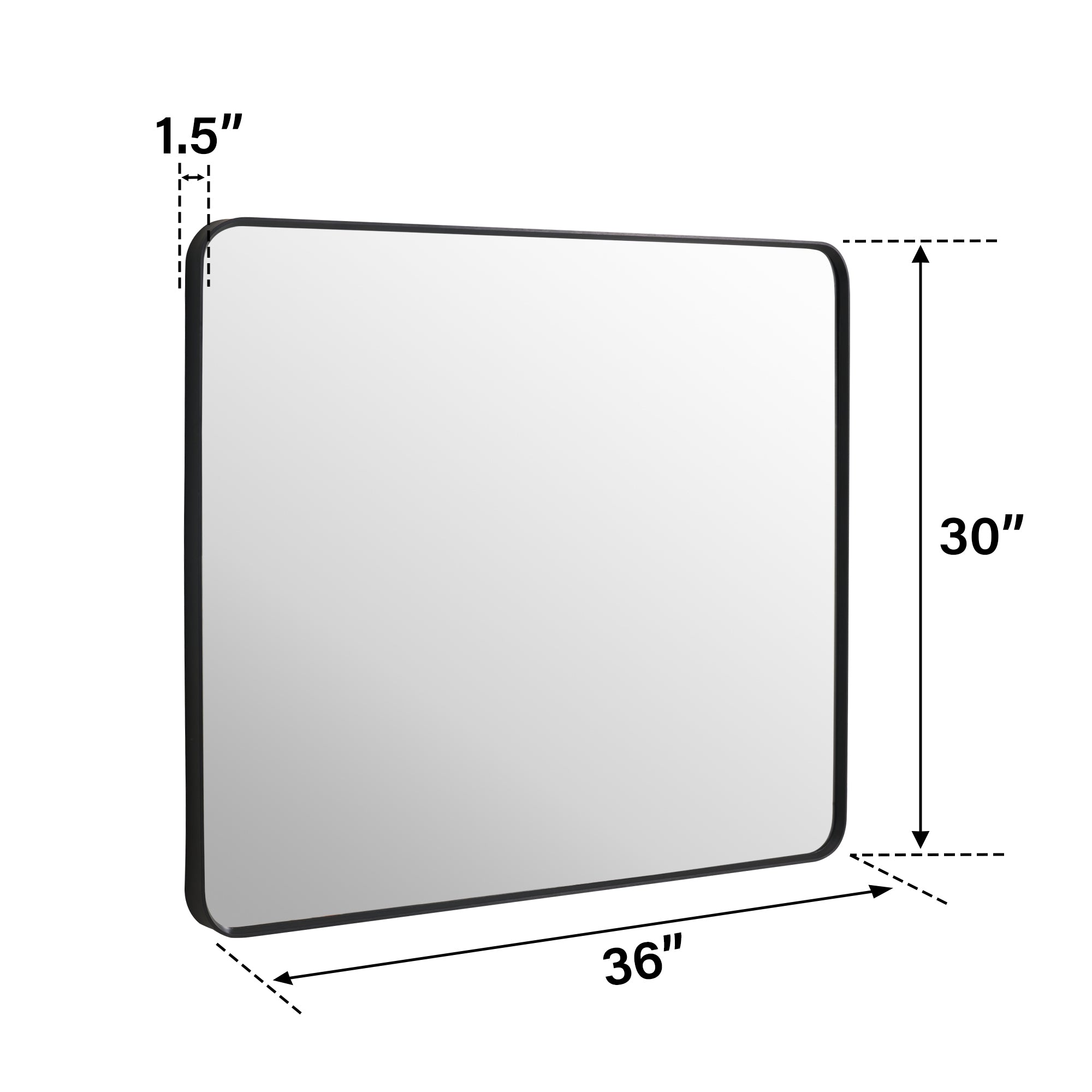 30-in W x 36-in H Black Rectangular Framed Bathroom Vanity Mirror, Aluminum Frame