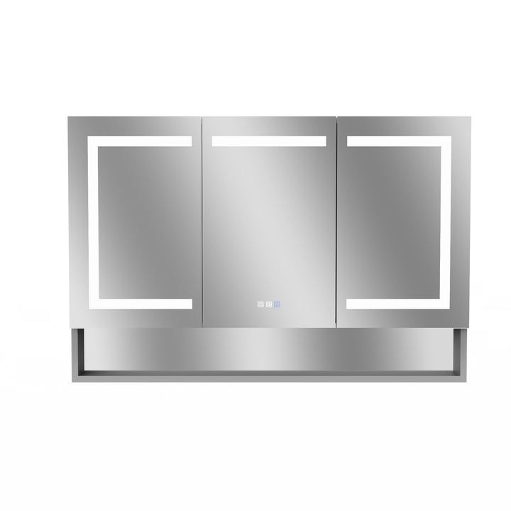 48" W x 32" H LED Lighted Mirror Aluminum Medicine Cabinet with Shelves for Bathroom Recessed or Surface Mount