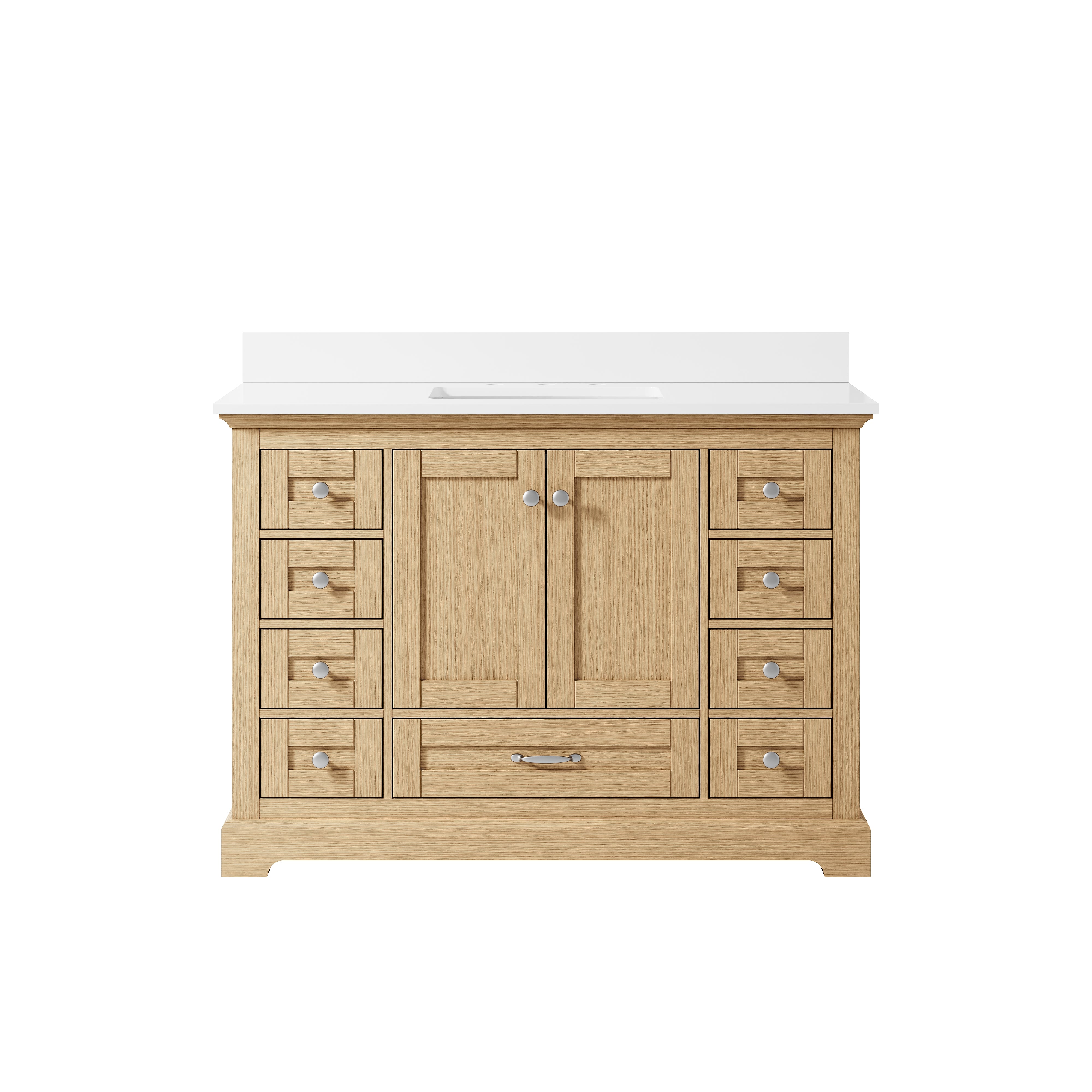 48 Inch Solid Wood OAK Bathroom Vanity with cUPC Undermount Basin with 2 Doors and 9 Drawers