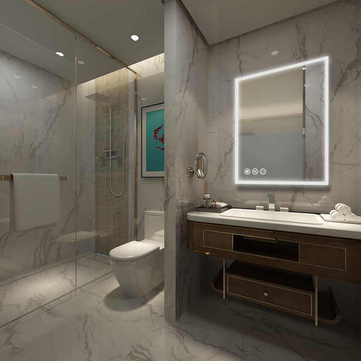 48 in. W x 36 in. H Frameless LED Single Bathroom Vanity Mirror in Polished Crystal