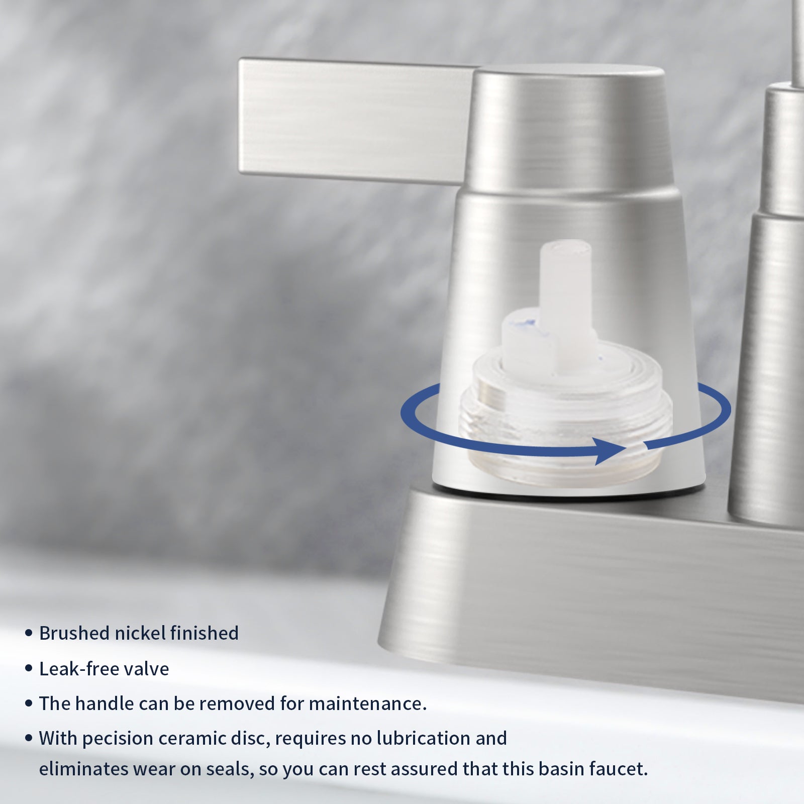 2-Handle 360 Degree High Arc Swivel Spout Centerset 3 Holes Lavatory  Bathroom Sink Faucet