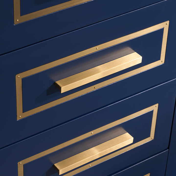 Melody 60 in. W x 22 in. D x 35 in. H Freestanding Bathroom Vanity in Navy Blue with Carrara White Quartz Vanity Top