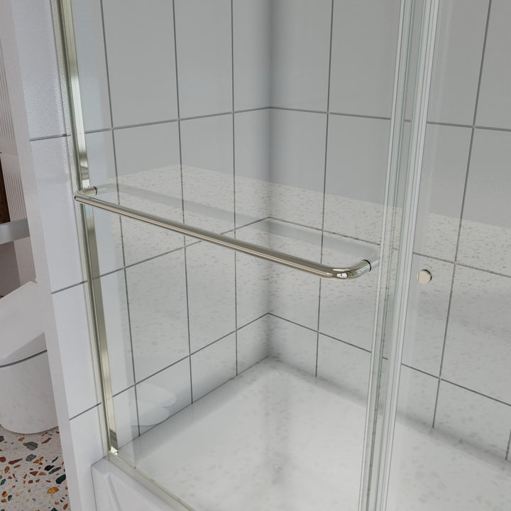 56" - 60" W x 58" H Single Sliding Frameless Tub Door with Clear Glass