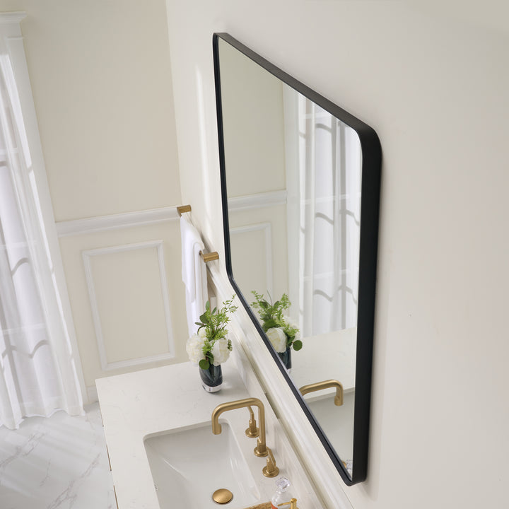 48-in W x 36-in H Black Rectangular Framed Bathroom Vanity Mirror
