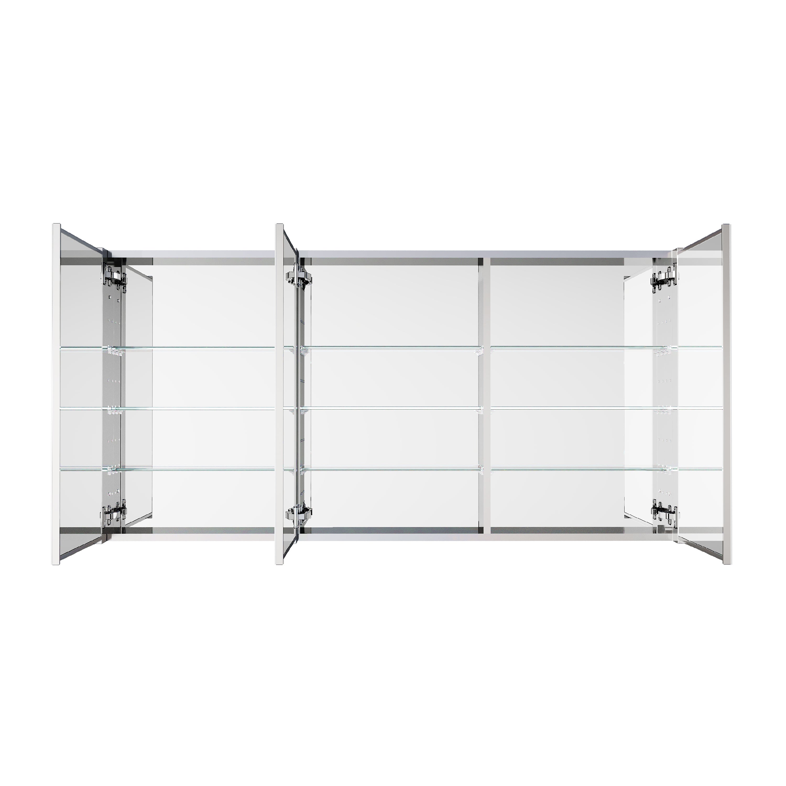60 in. ×30 in. Copper-Free Tri-Views Mirror Medicine Cabinet with Adjustable Shelves and Triple Swing Doors