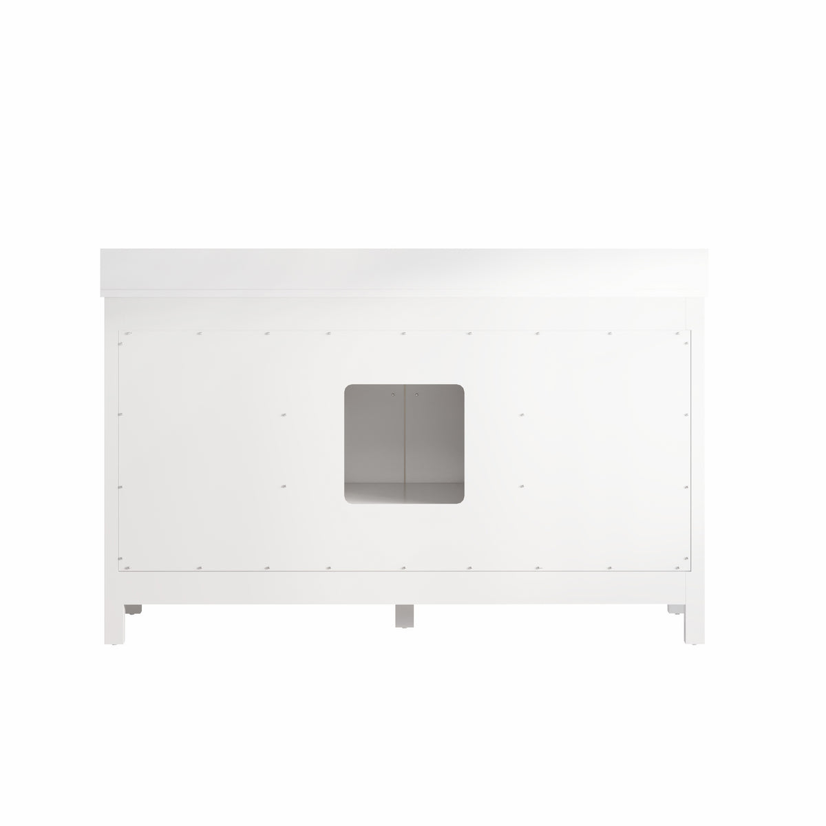 60 Inch Freestanding Solid Wood Bathroom Vanity with Pure White Quartz Countertop, 2 Soft-Close Doors & 7 Dovetail Drawers, White