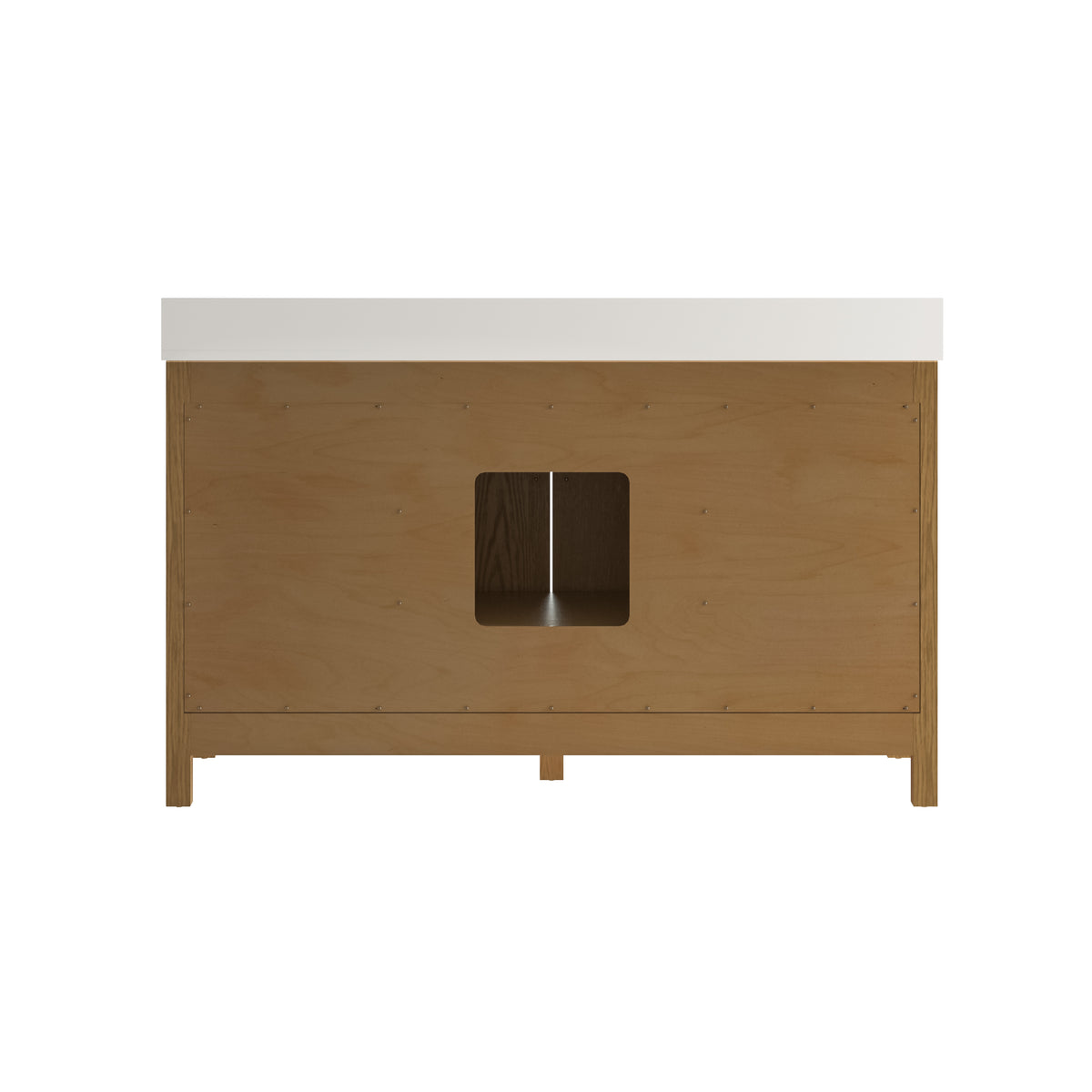 60 Inch Freestanding Solid Wood Bathroom Vanity with Pure White Quartz Countertop, 2 Soft-Close Doors & 7 Dovetail Drawers, Walnut