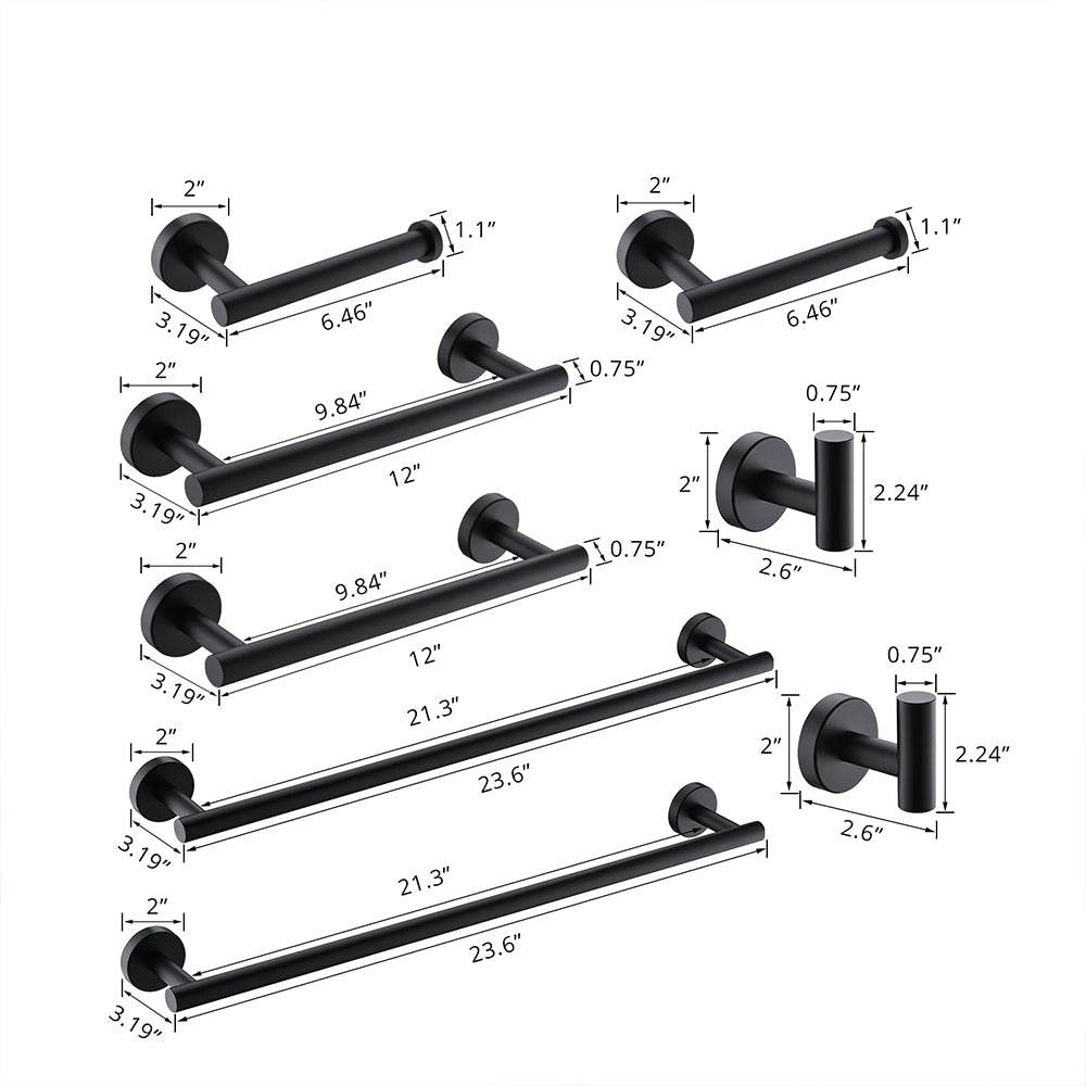 Minimalist 8-Piece Bathroom Accessories Set, Durable 304 Stainless Steel with Hidden Mount Design