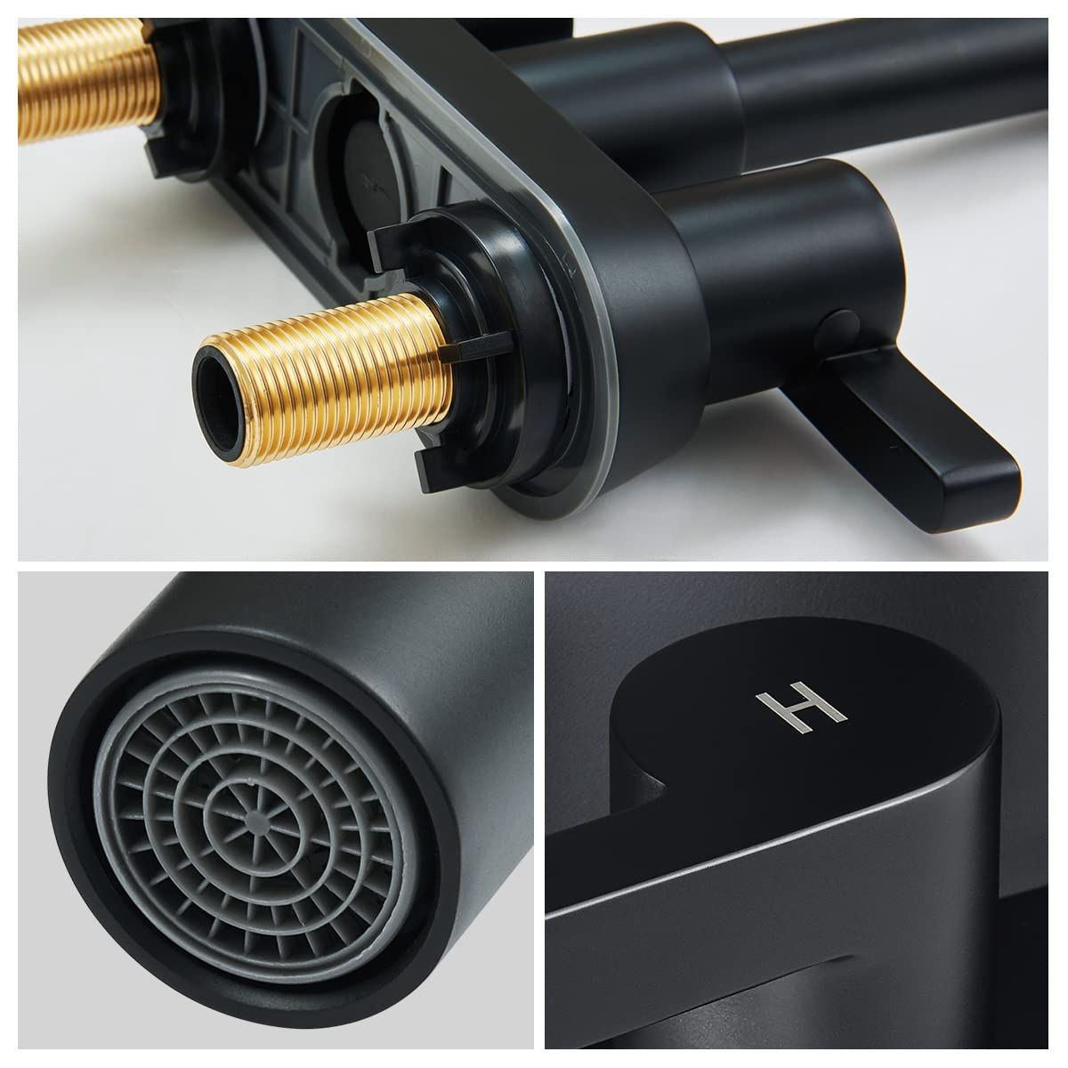 Matte Black 2 Handle 4 Inch Centerset Bathroom Faucet with Pop Up Drain and Supply Lines