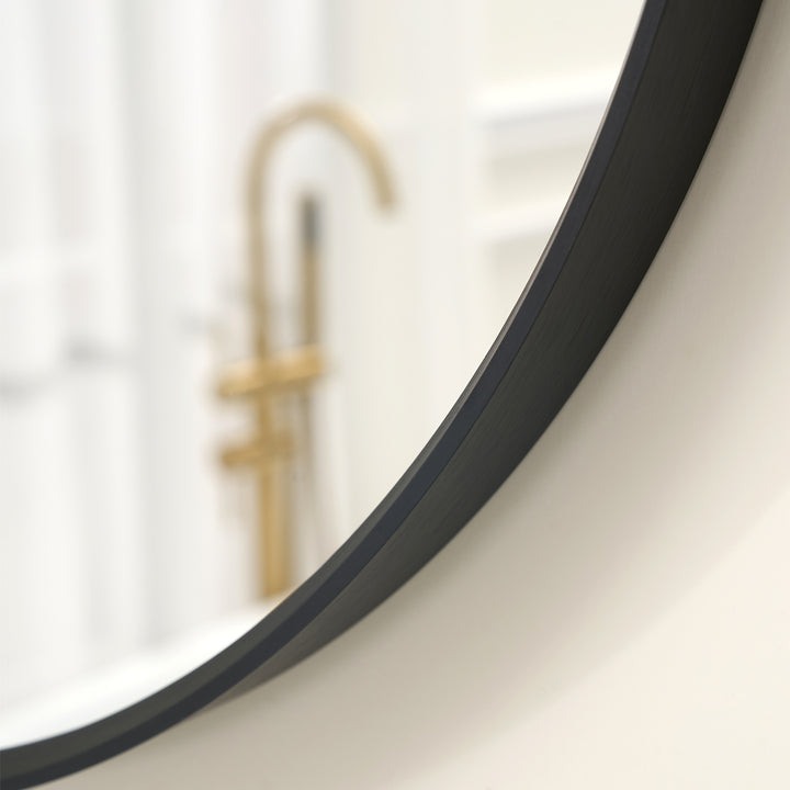 24 in. W x 24 in. H Black Modern Round Framed Aluminum Wall Mirror