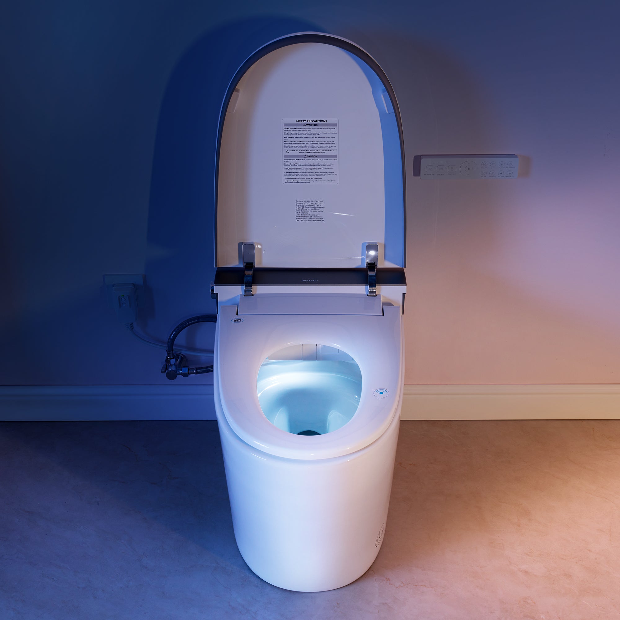 Elongated Smart Bidet Toilet in White with Built-in Tank, Foot Sensor Function, Auto Flush,LED Display, 12-in Rough-In 1.6 GPF