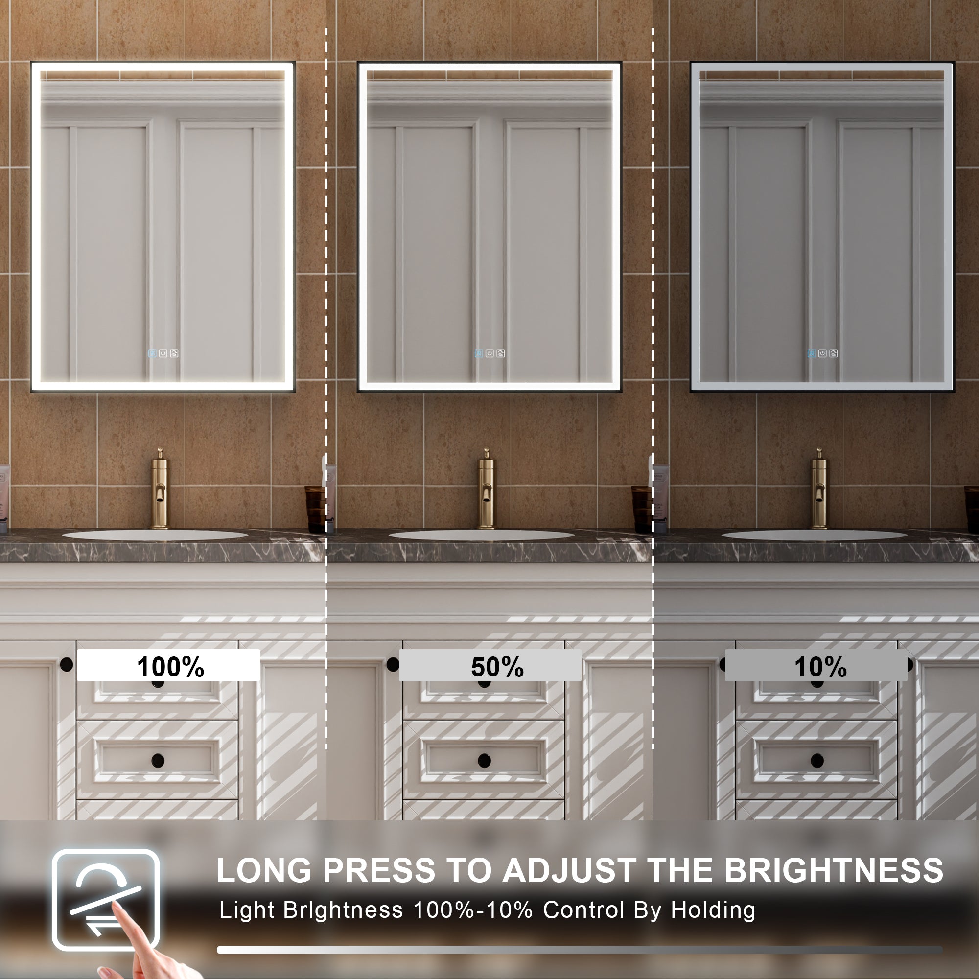 60" Navy Blue Solid Wood Bathroom Vanity & 2-Piece 24" LED Mirror Medicine Cabinet Combo