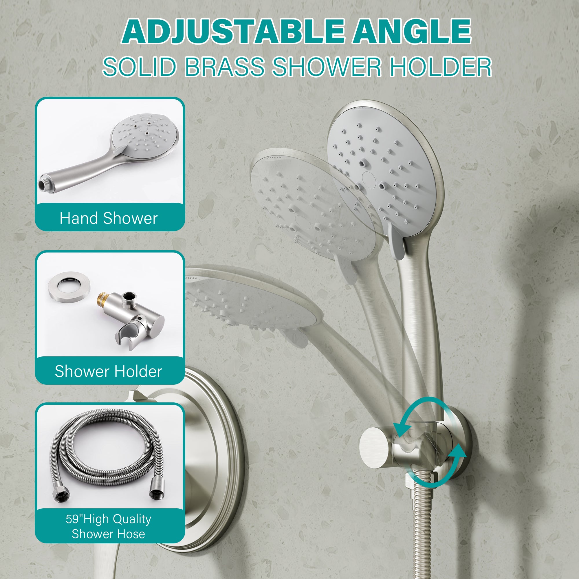 9inch/ 10inch/ 12inch 2-Spray Patterns with 1.8 GPM Wall Mount Dual Shower Heads with Hand Shower