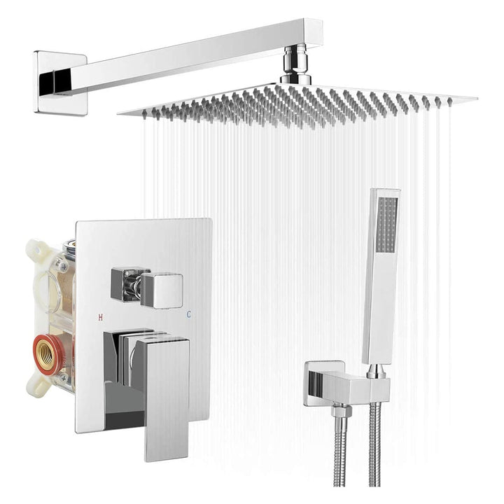 10inch/ 12inch/ 16inch Showerhead Single-Handle 2-Spray Square  Shower Faucet Valve Included
