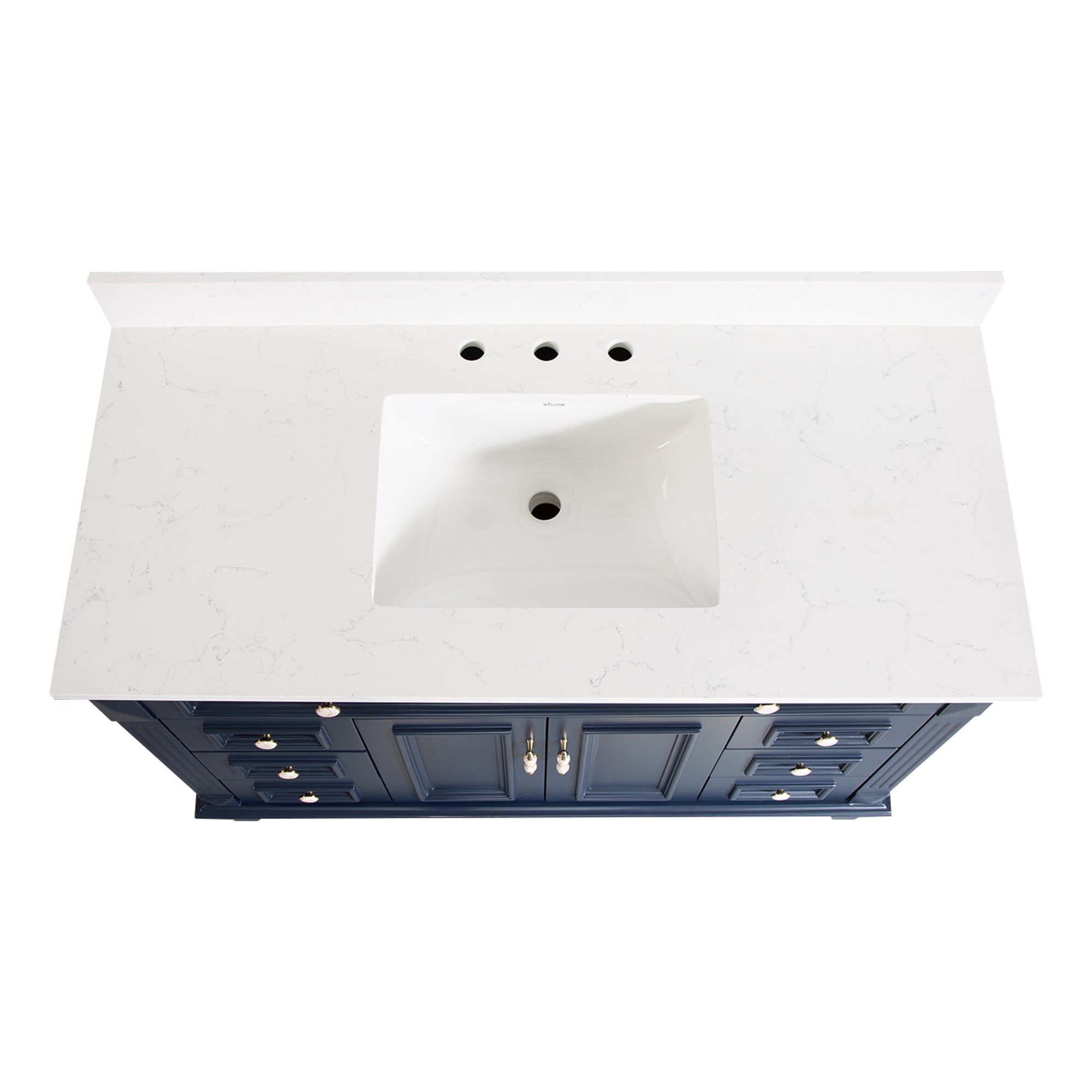 48" Navy Blue Solid Wood Bathroom Vanity & 48" LED Mirror Medicine Cabinet Combo