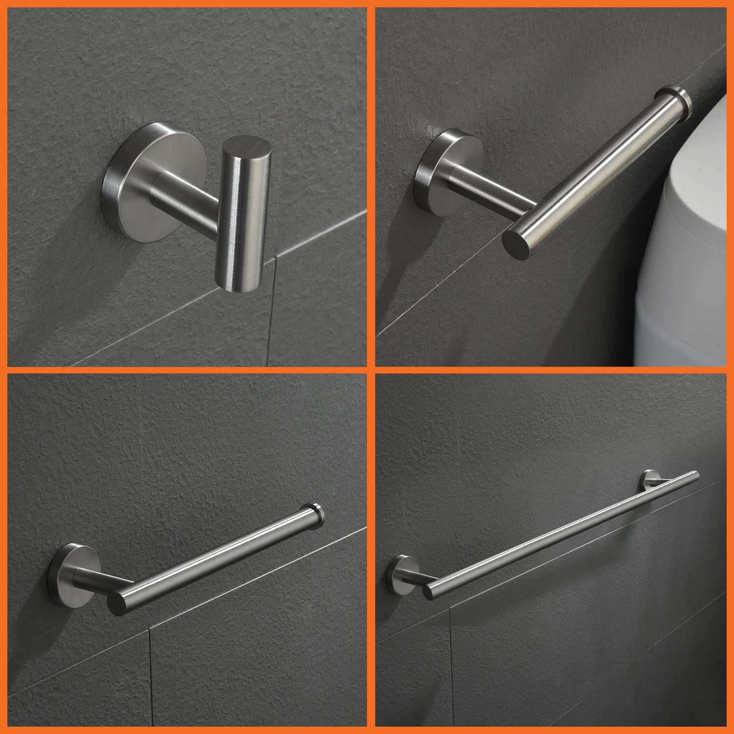 5-Piece Bathroom Hardware Set Towel Bar Set Bath Towel Holder Sets, SUS304 Stainless Steel