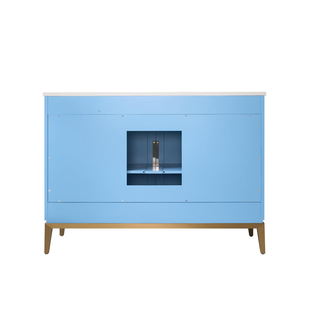 48 in. W x 22 in. D x 35 in. H Bathroom Vanity in Light Blue with Carrara White Quartz Vanity Top with White Sink