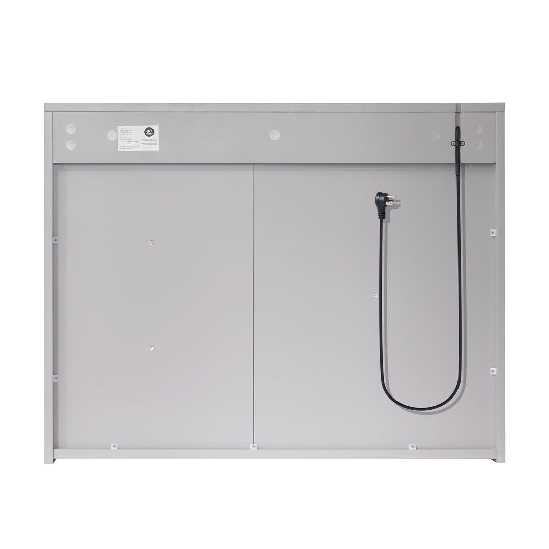 36 in. W x 28 in. H Rectangular Surface Mount LED Mirror Medicine Cabinet in Gray