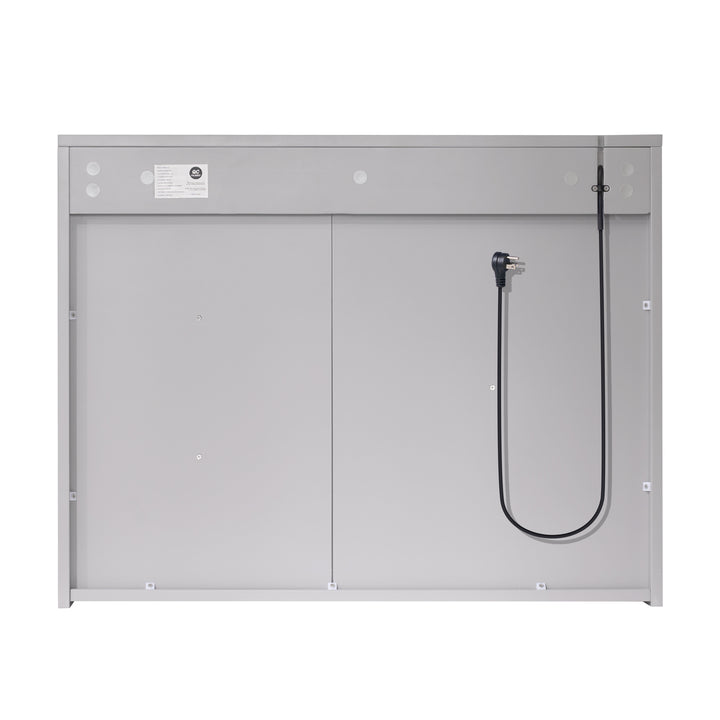 36 in. W x 28 in. H Rectangular Surface Mount LED Mirror Medicine Cabinet in Gray