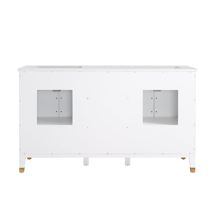 Melody 60 in. W x 22 in. D x 35 in. H Freestanding Bathroom Vanity in White with Carrara White Quartz Vanity Top