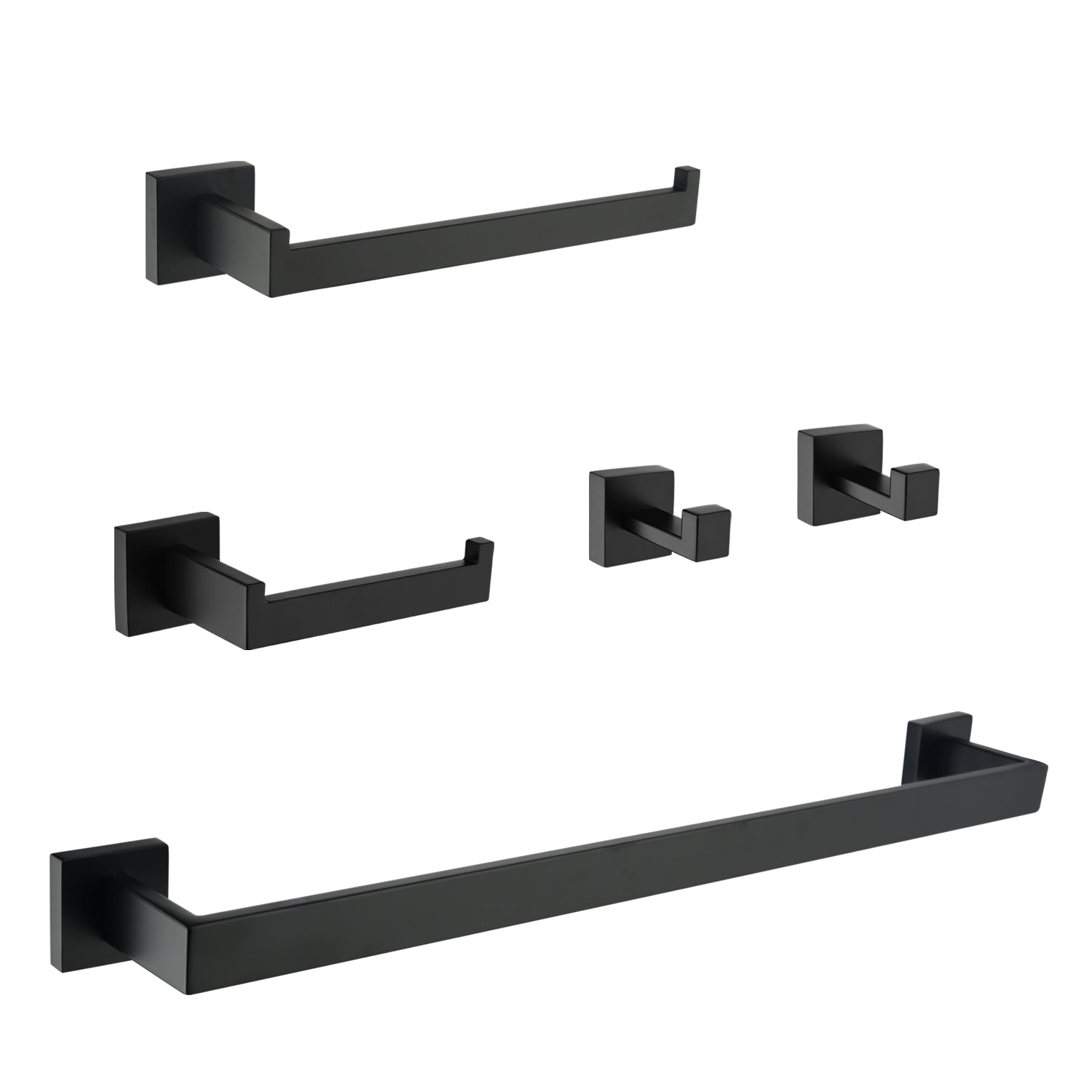 5-Piece Bathroom Towel Bar Set Square Bathroom Hardware Set Towel Bar Set Bath Towel Holder Sets, SUS304 Stainless Steel