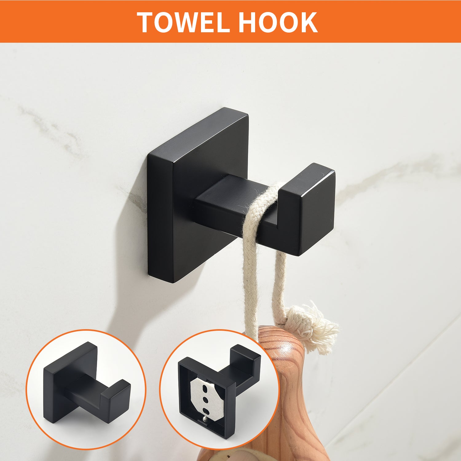 5-Piece Bathroom Towel Bar Set Square Bathroom Hardware Set Towel Bar Set Bath Towel Holder Sets, SUS304 Stainless Steel