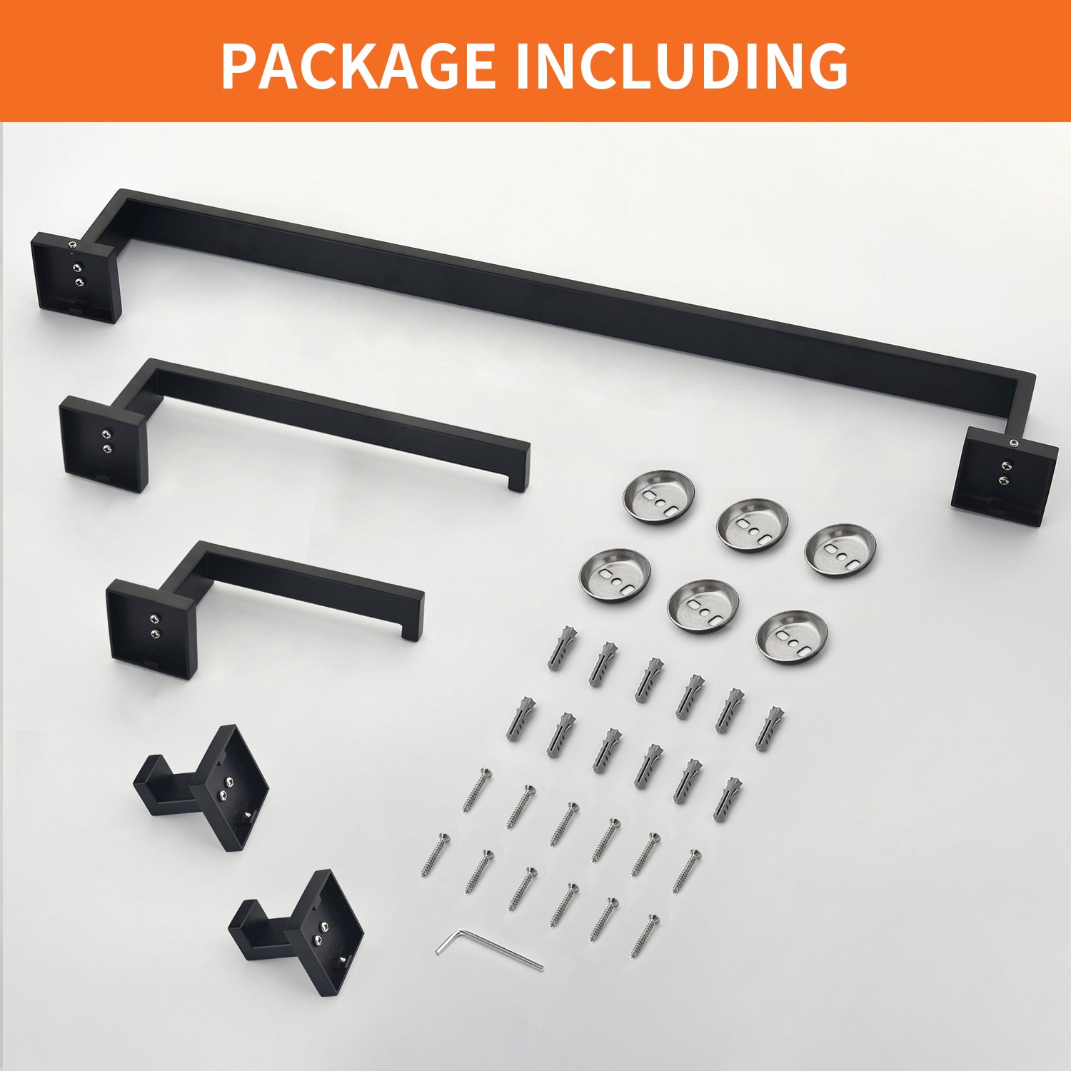 5-Piece Bathroom Towel Bar Set Square Bathroom Hardware Set Towel Bar Set Bath Towel Holder Sets, SUS304 Stainless Steel