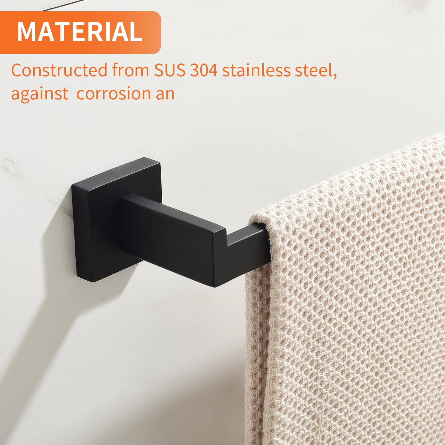 5-Piece Bathroom Towel Bar Set Square Bathroom Hardware Set Towel Bar Set Bath Towel Holder Sets, SUS304 Stainless Steel