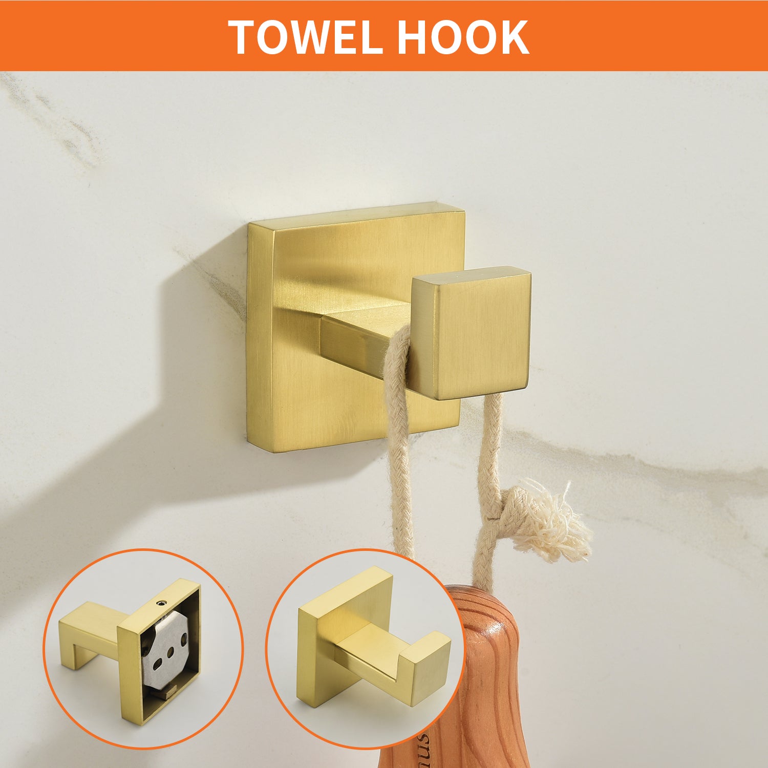 5-Piece Bathroom Towel Bar Set Square Bathroom Hardware Set Towel Bar Set Bath Towel Holder Sets, SUS304 Stainless Steel