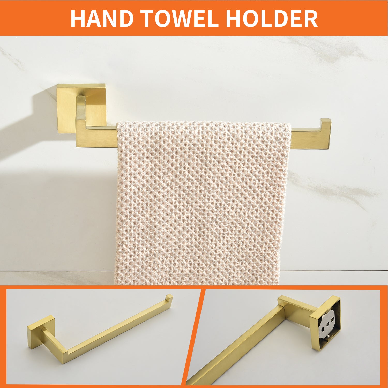 5-Piece Bathroom Towel Bar Set Square Bathroom Hardware Set Towel Bar Set Bath Towel Holder Sets, SUS304 Stainless Steel