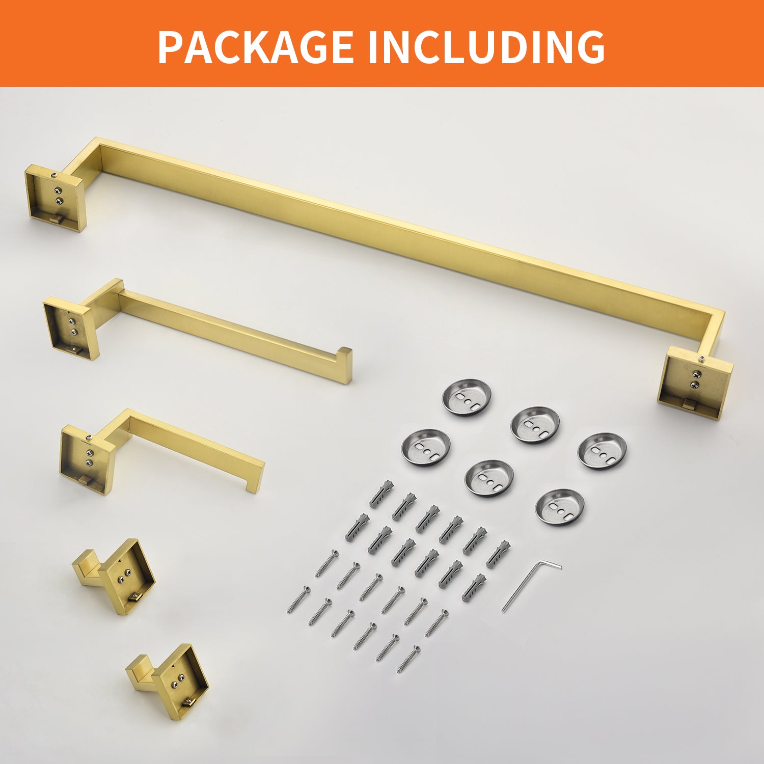 5-Piece Bathroom Towel Bar Set Square Bathroom Hardware Set Towel Bar Set Bath Towel Holder Sets, SUS304 Stainless Steel