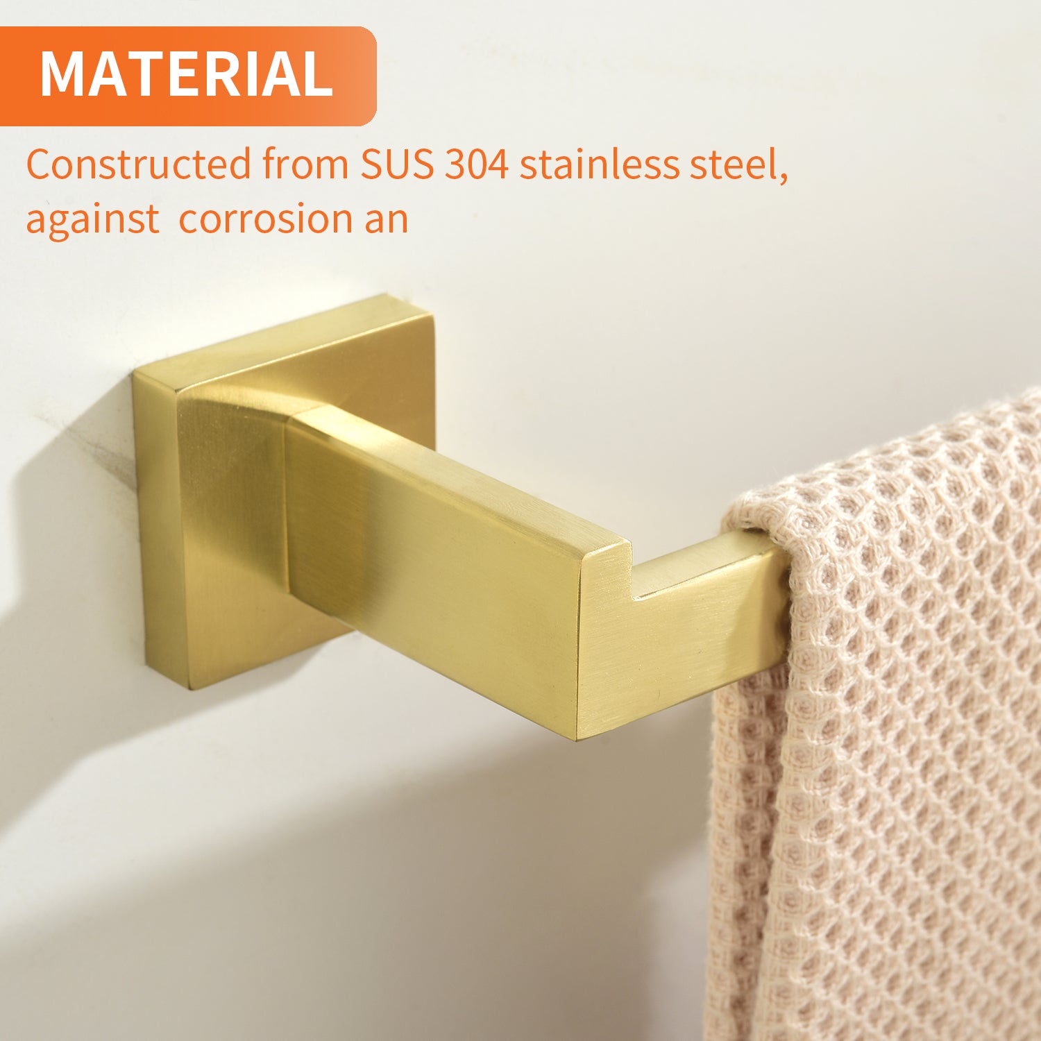 5-Piece Bathroom Towel Bar Set Square Bathroom Hardware Set Towel Bar Set Bath Towel Holder Sets, SUS304 Stainless Steel