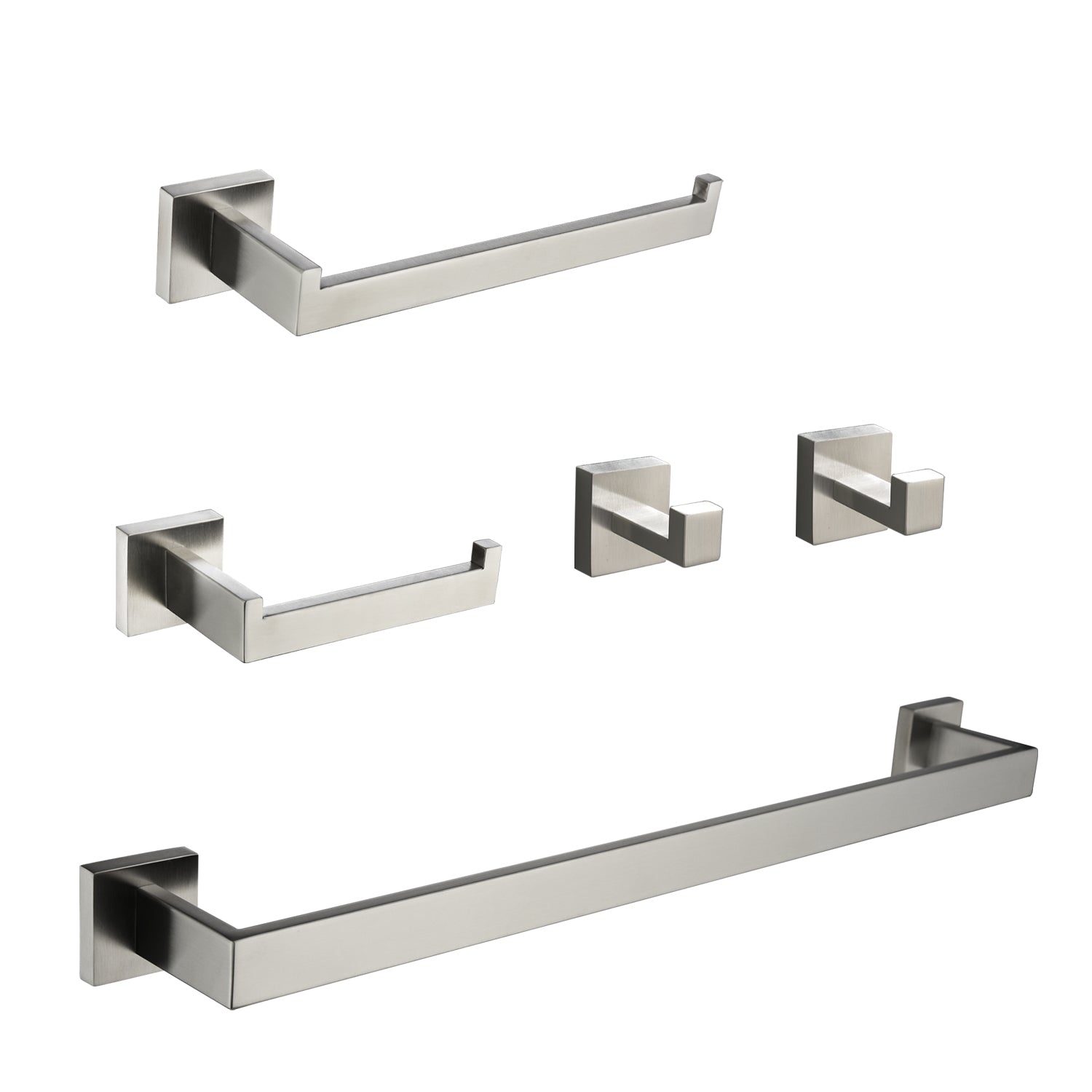 5-Piece Bathroom Towel Bar Set Square Bathroom Hardware Set Towel Bar Set Bath Towel Holder Sets, SUS304 Stainless Steel